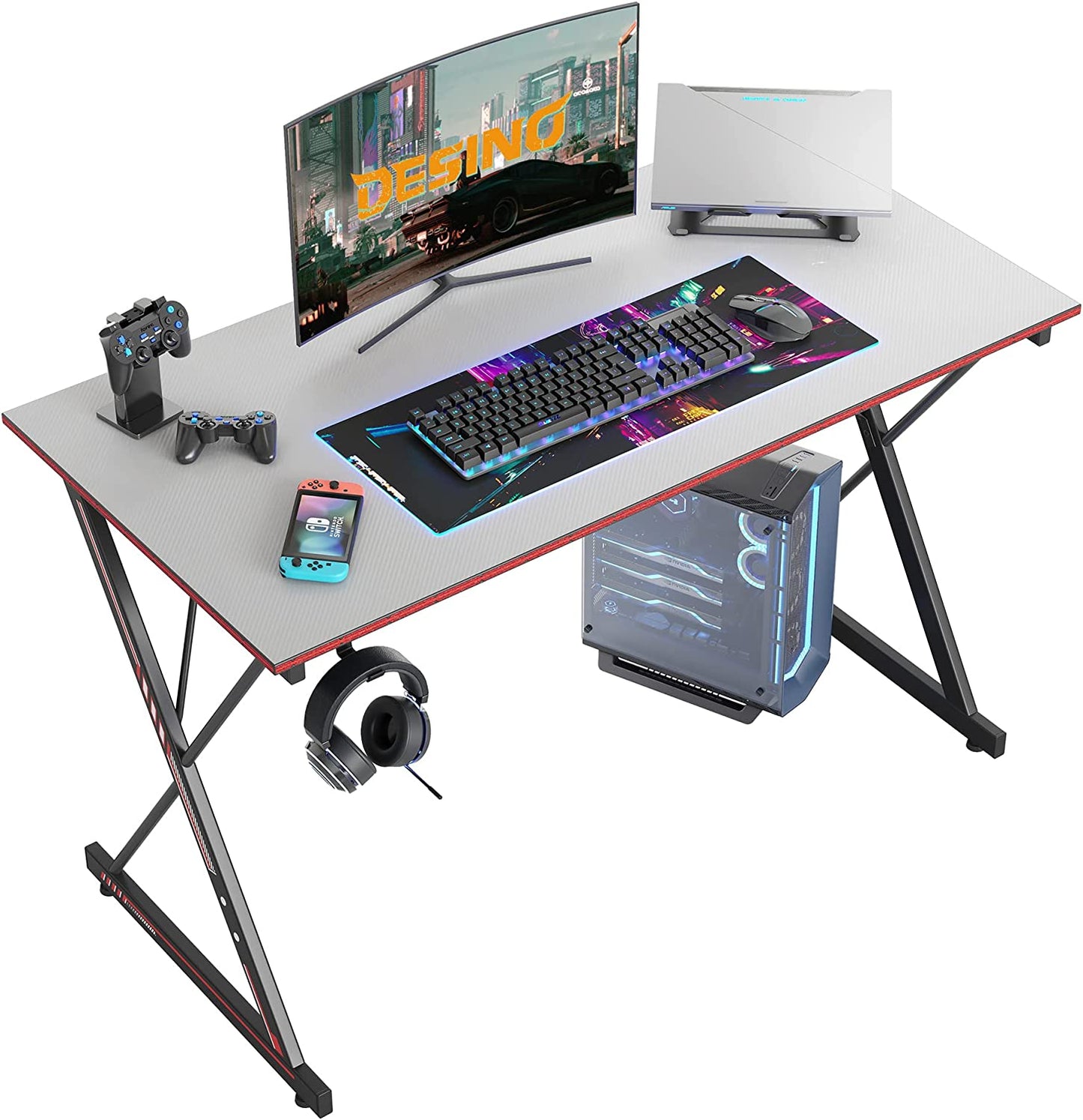 Gaming Desk 40 Inch PC Computer Desk, Home Office Desk Table Gamer Workstation, Simple Game Table, Black