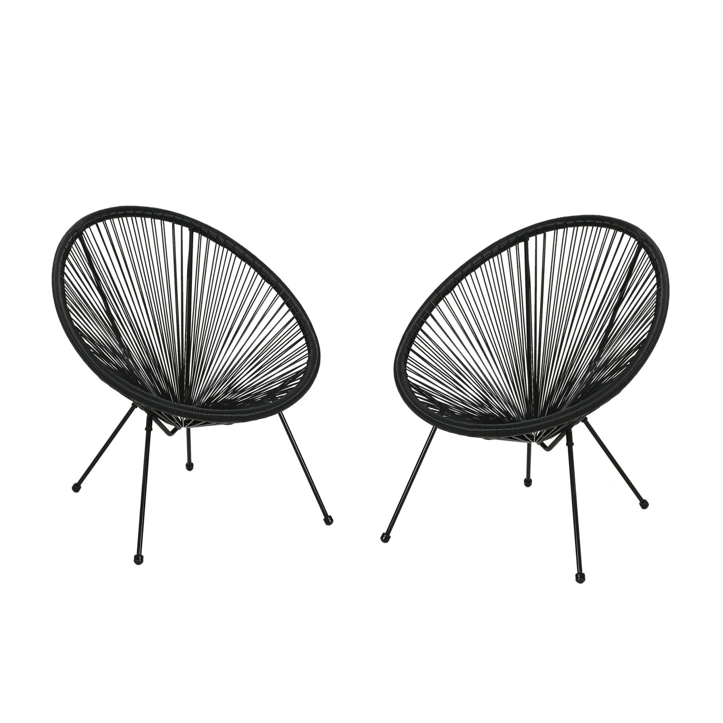 Anson Outdoor Steel Chairs W/ Hammock Rattan Seating (Set of 2) by
