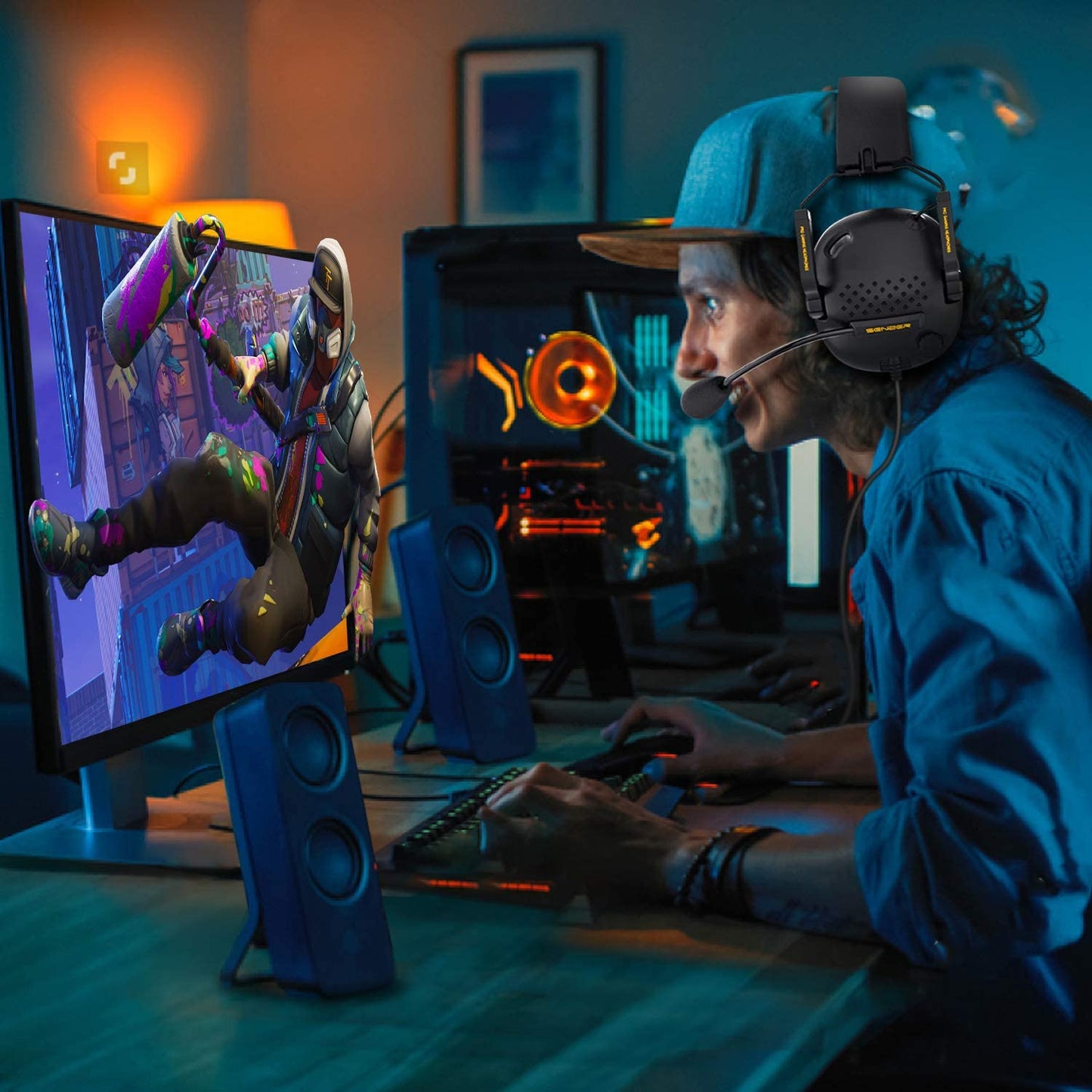 SG500 Surround Sound Pro Gaming Headset with Noise Cancelling Microphone - Detachable Memory Foam Ear Pads - Portable Foldable Headphones for PC, PS4, PS5, Xbox One, Switch