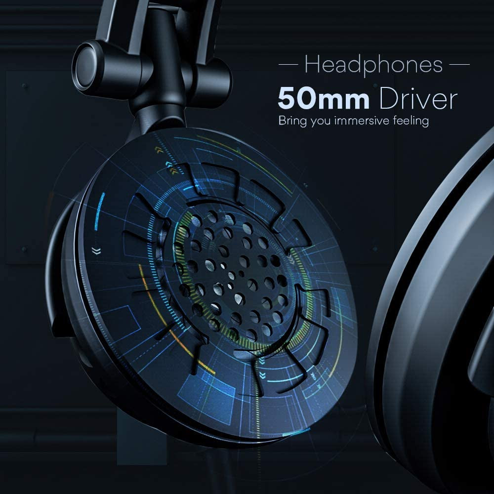 Microphone with Studio Headphone Set 192Khz/24Bit Vocal Condenser Cardioid Podcast Mic Compatible with Mac and Windows, Youtube, Gaming, Live Streaming, Voice-Over (AU-A04H)