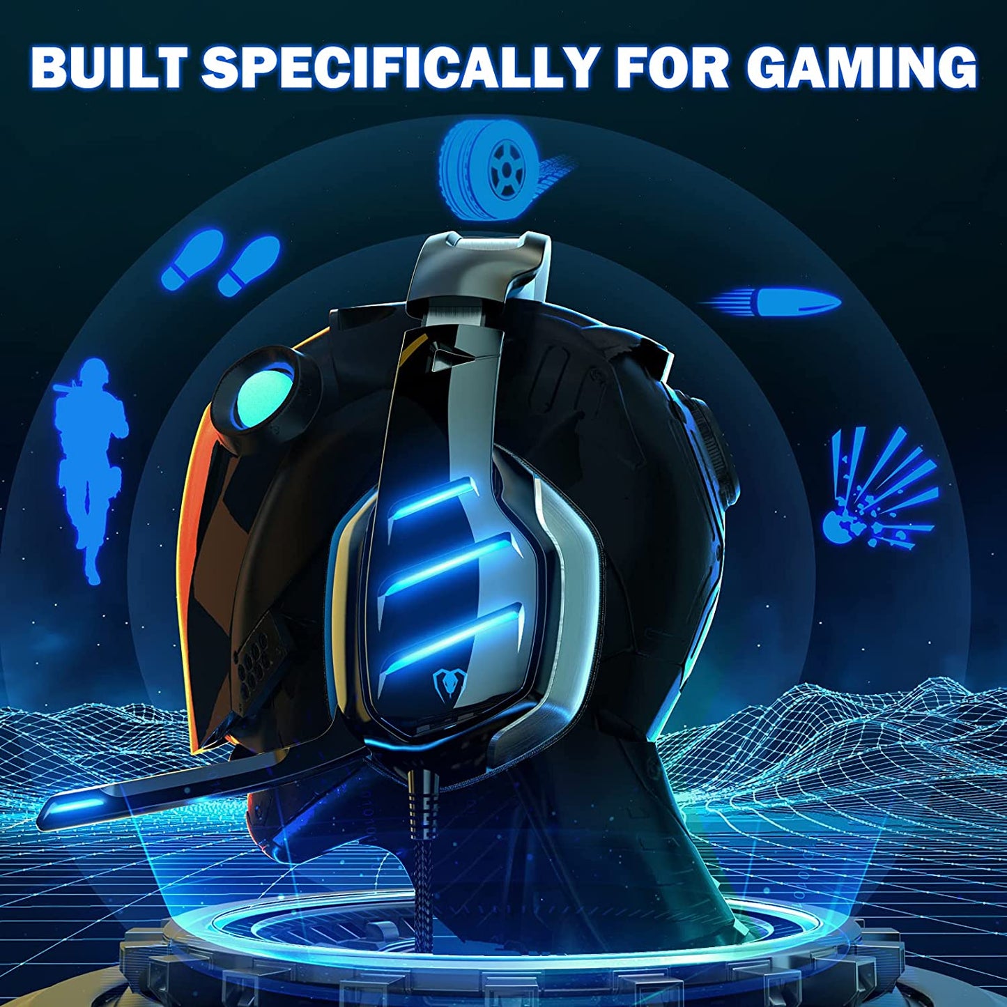 Gaming Headset for PS4 PS5 Xbox One PC Switch Laptop with 7.1 Surround Sound, Gaming Headphones with Noise Canceling Mic