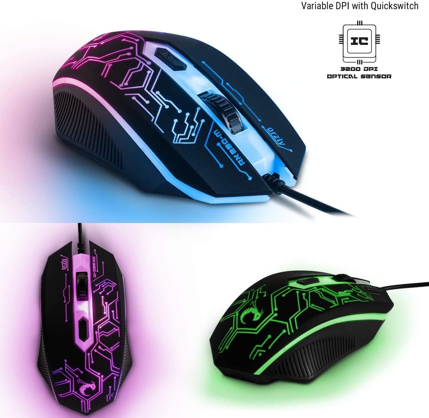 Gaming Keyboard and Mouse and Mouse Pad and Gaming Headset, Wired LED RGB Backlight Bundle for PC Gamers and Xbox and PS4 Users - 4 in 1 Edition Hornet RX-250