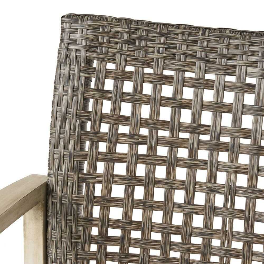 Augusta Outdoor 5 Piece Wood and Wicker Club Chairs and Fire Pit Set by