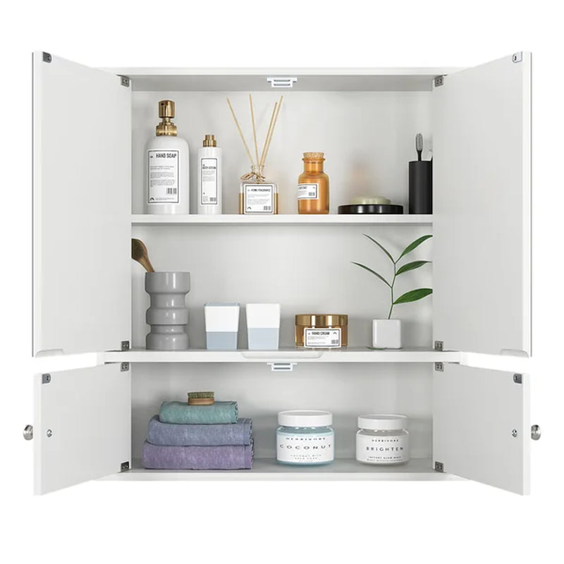 Barzan Surface Mount Framed 2 Door Medicine Cabinet with 3 Adjustable Shelves