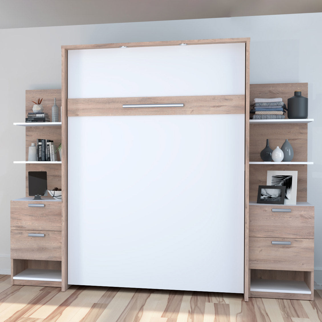 Space Decor Murphy Wall Bed with Two Side Storage Towers
