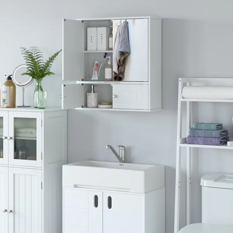 Barzan Surface Mount Framed 2 Door Medicine Cabinet with 3 Adjustable Shelves
