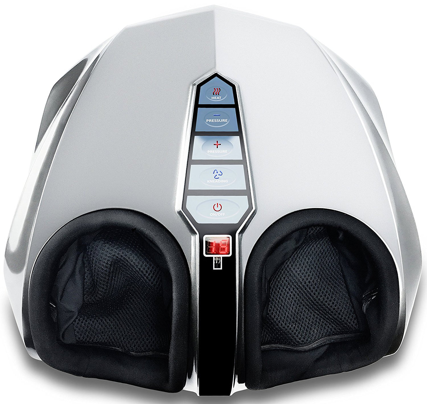 Shiatsu Foot Massager Machine Kneading and Rolling with Heat and Pressure Settings, Silver, Includes 2 Remotes