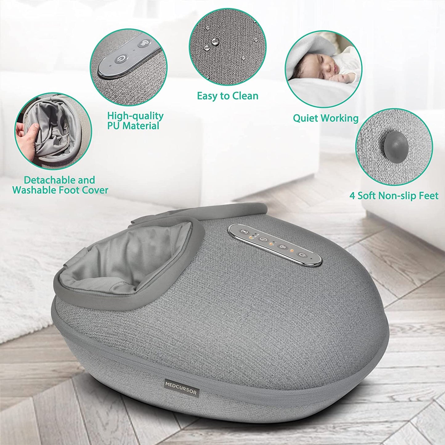 Foot Massager Machine with Heat, Deep Kneading Massager, Delivers Relief for Tired Muscles and Plantar, Multi-Level Settings & Adjustable Intensity for Home or Office Use.