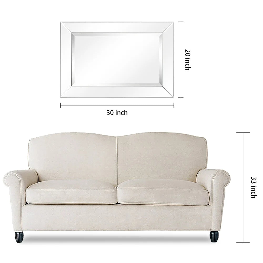Beveled Rectangular Bathroom or Bedroom Wall Mirror