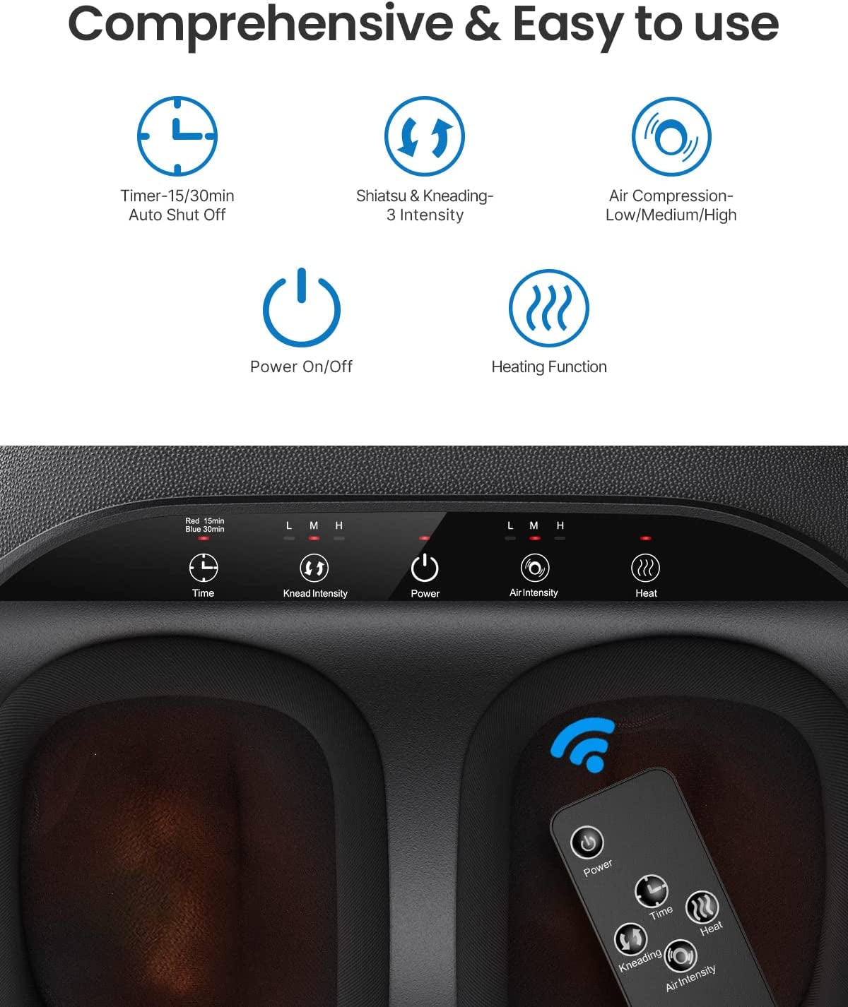 Foot Massager Machine with Heat and Remote, Gifts for Men and Women, Shiatsu Deep Kneading, Delivers Relief for Tired Muscles and Plantar Fasciitis, Fits Feet up to Men Size 12
