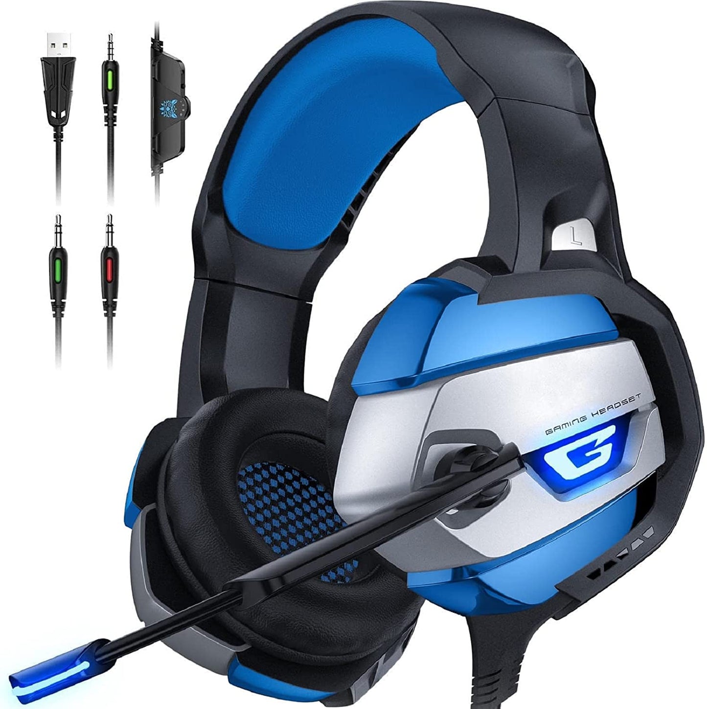 Gaming Headset with Microphone, Gaming Headphones Stereo 7.1 Surround Sound PS4 Headset 50Mm Drivers, 3.5Mm Audio Jack over Ear Headphones Wired for PC Switch Playstation Xbox PS5 Laptop