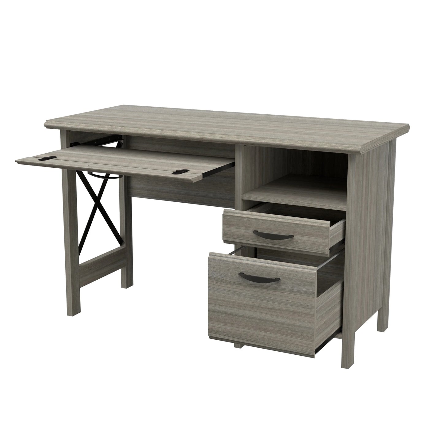 Inval 2-Drawer Computer Desk with Keyboard Tray