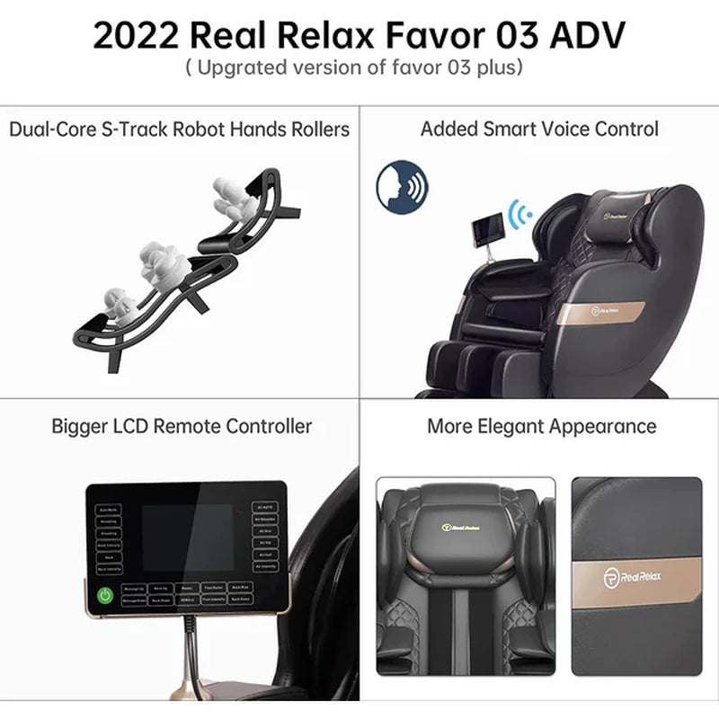 Faux Leather Heated Full Body Massage Chair with Dual-Core S Track