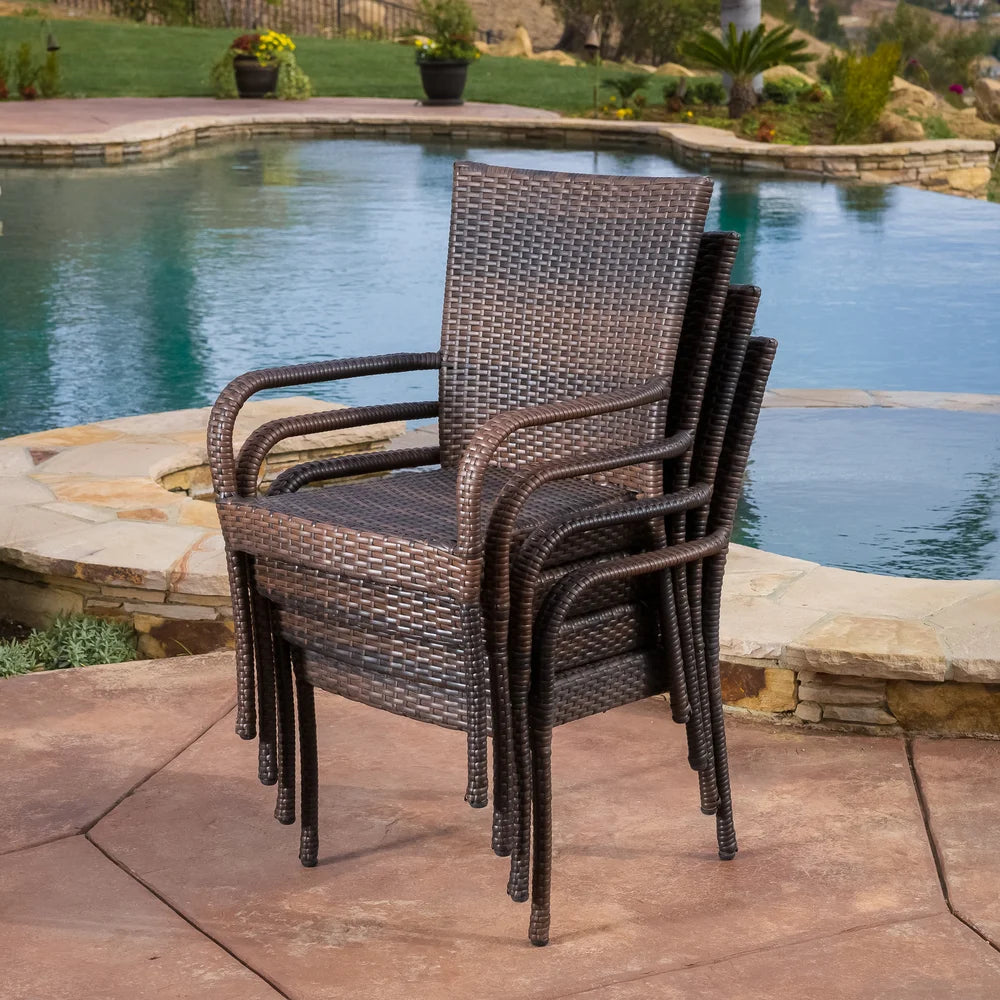 Benhill Outdoor Contemporary Wicker Stacking Chairs (Set of 4) by