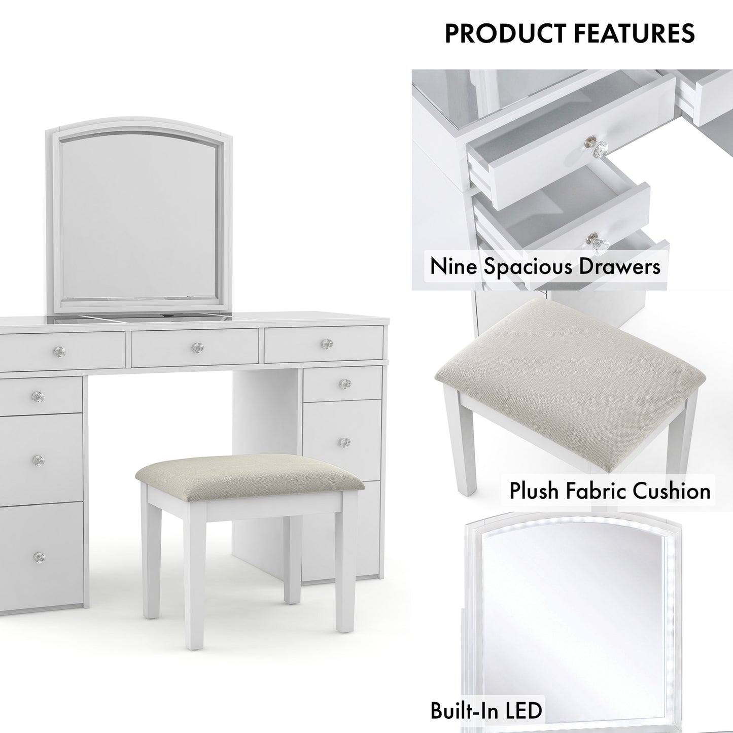 Furniture Nation 7.25-In Makeup Vanity