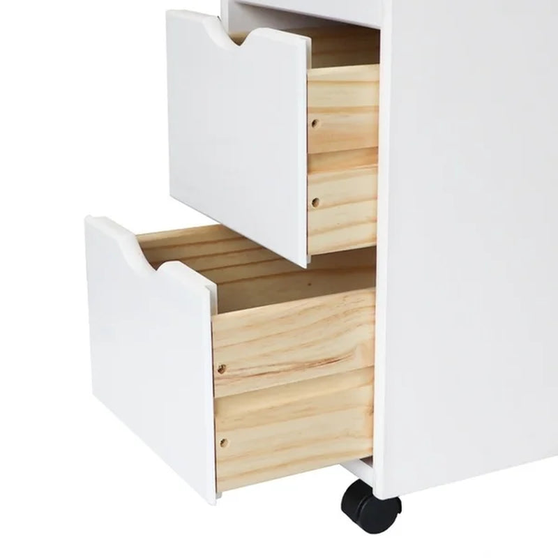 White Solid Wood 8-Drawer Roll Cart - Medium