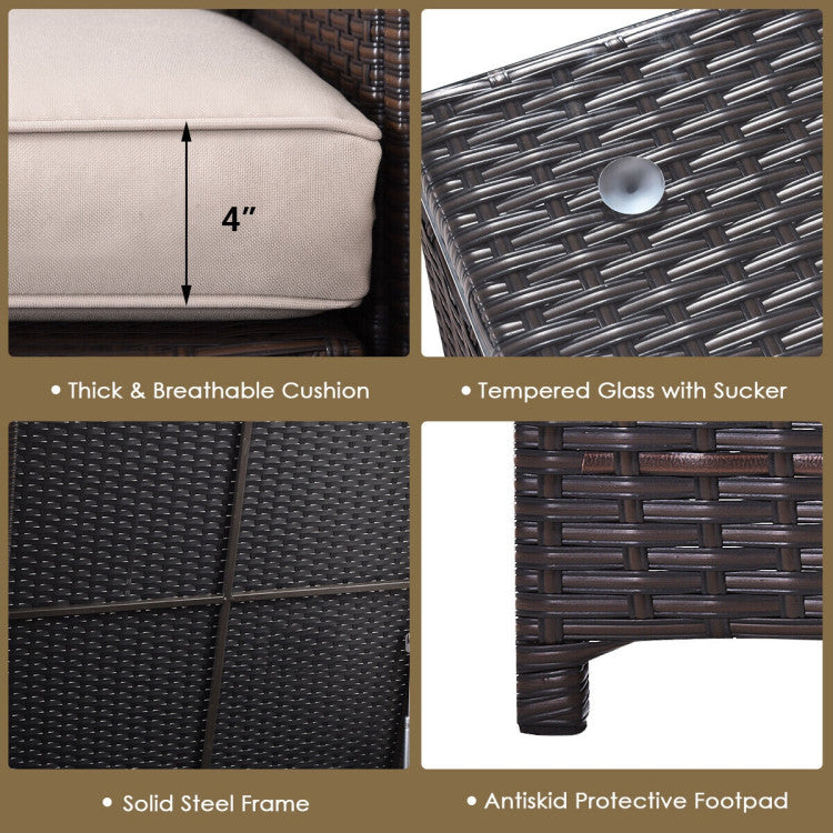 Taylor & Co 4 Pieces Outdoor Patio Rattan Furniture Set with Loveseat and Storage Box