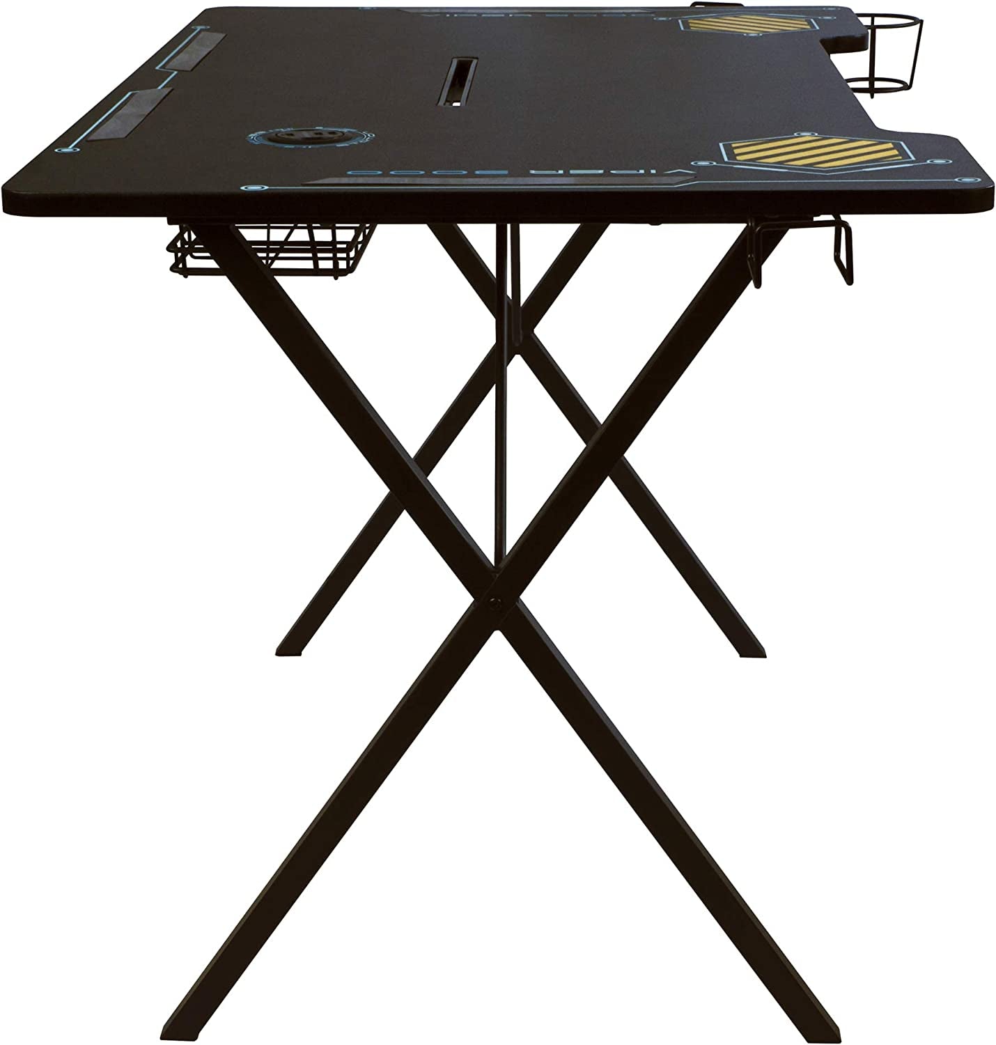 Gaming Desk Viper 3000-45+ Inches Wide, LED Illumination, Three USB 3.0 Ports, Tablet/Phone Slot, Cup Holder, Dual Headphone Hooks, Storage Tray, Satin Finish Surface, PN33906164