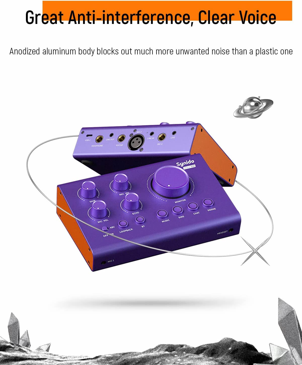 Audio Interface Sound Card, Beginner Podcast Equipment Bundle with 3.5Mm Microphone for Live Streaming, PC, Mac, Recording, Gaming, Guitar