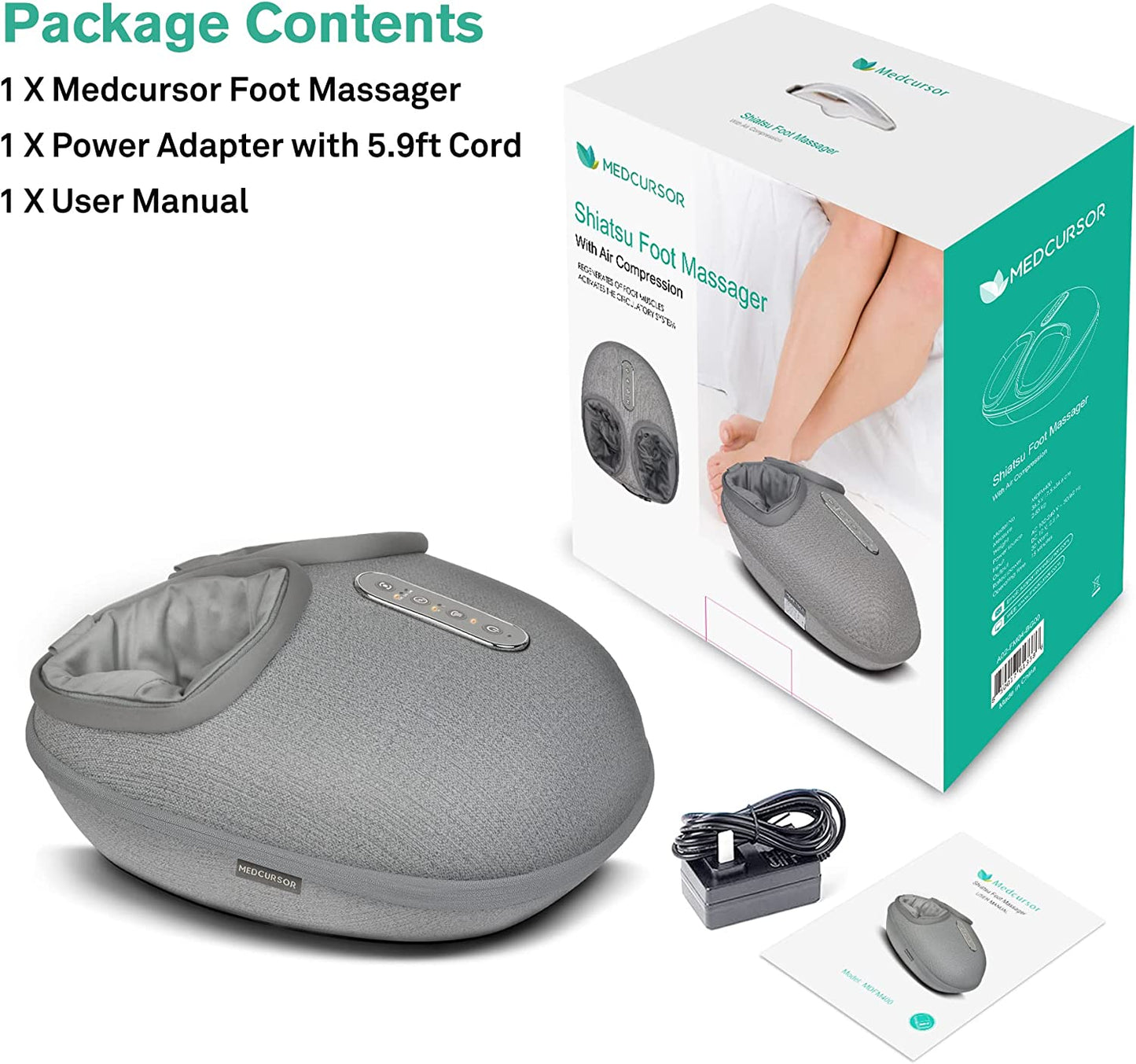 Foot Massager Machine with Heat, Deep Kneading Massager, Delivers Relief for Tired Muscles and Plantar, Multi-Level Settings & Adjustable Intensity for Home or Office Use.