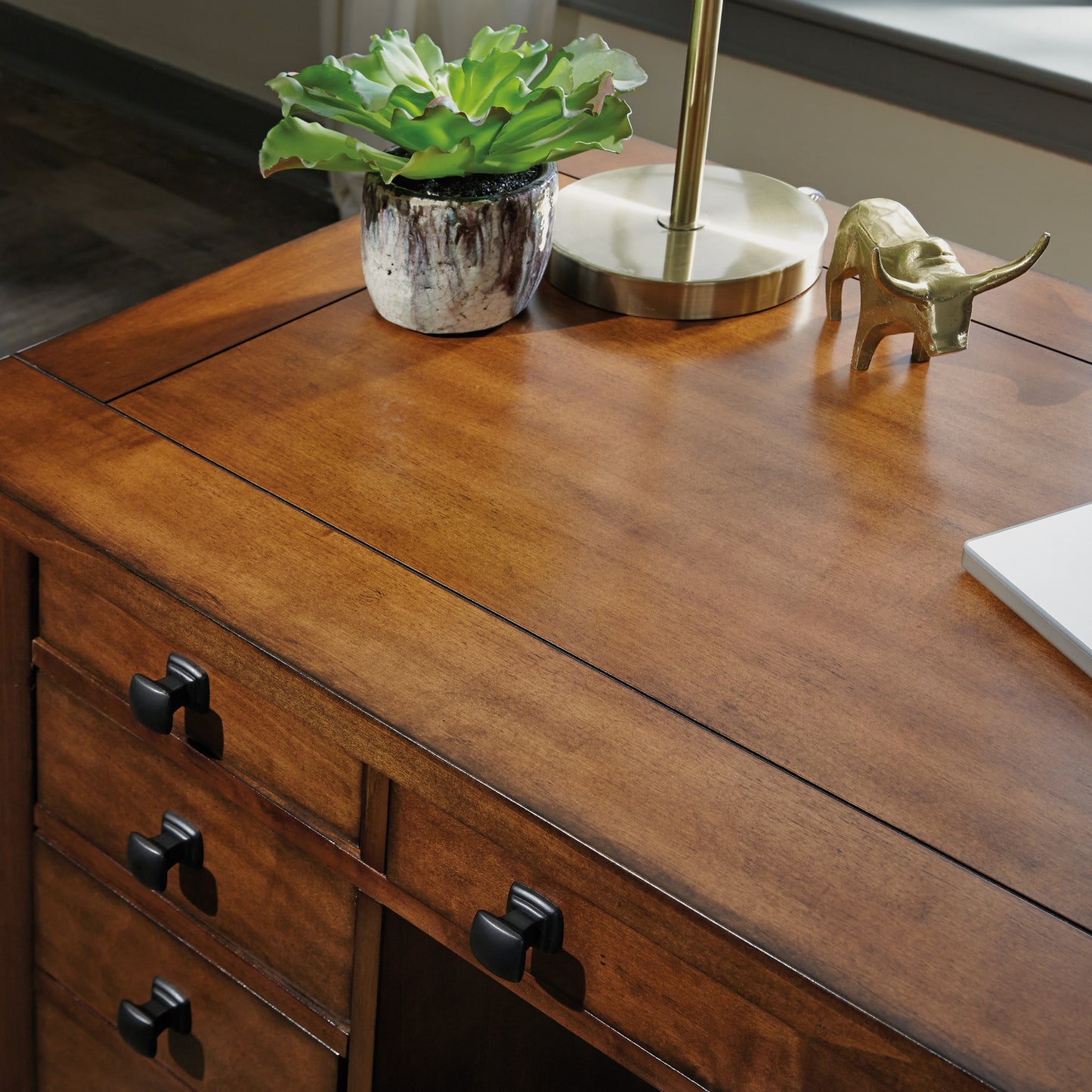 Aged Maple Executive Pedestal Desk