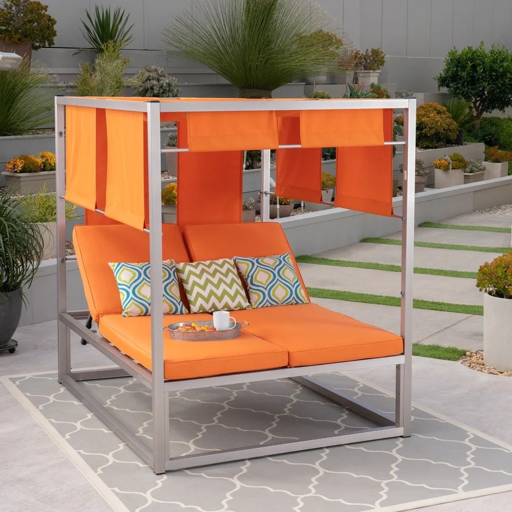Heminger Outdoor Aluminum Daybed with Canopy by