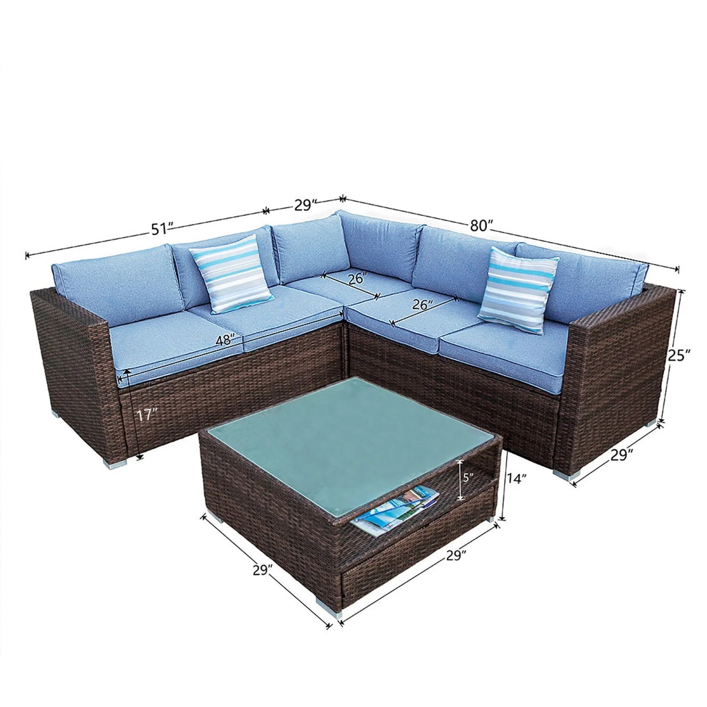4-Piece Patio Outdoor Cushioned Wicker Sectional Sofa Set