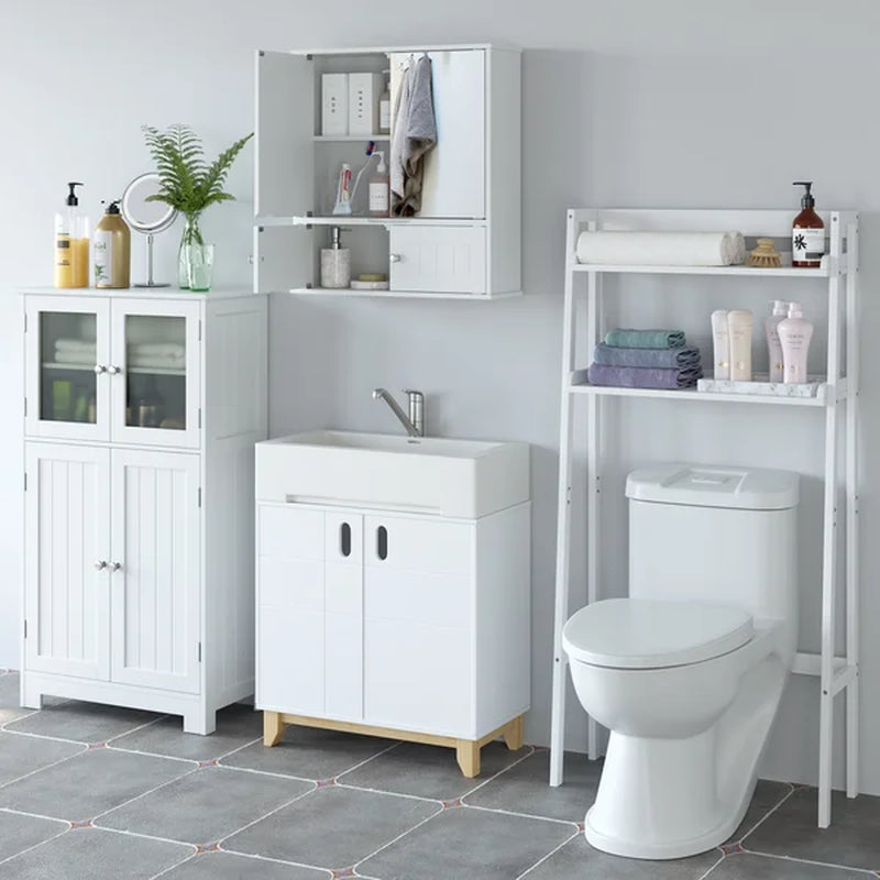 Barzan Surface Mount Framed 2 Door Medicine Cabinet with 3 Adjustable Shelves