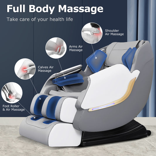 Massage Chair Full Body Massage Zero Gravity Shiatsu Recliner with Airbags, Gray