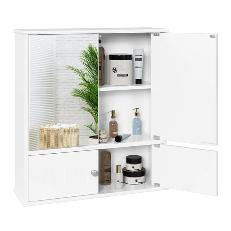 Barzan Surface Mount Framed 2 Door Medicine Cabinet with 3 Adjustable Shelves