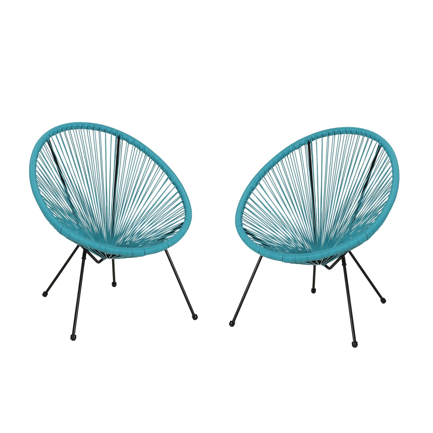 Anson Outdoor Steel Chairs W/ Hammock Rattan Seating (Set of 2) by