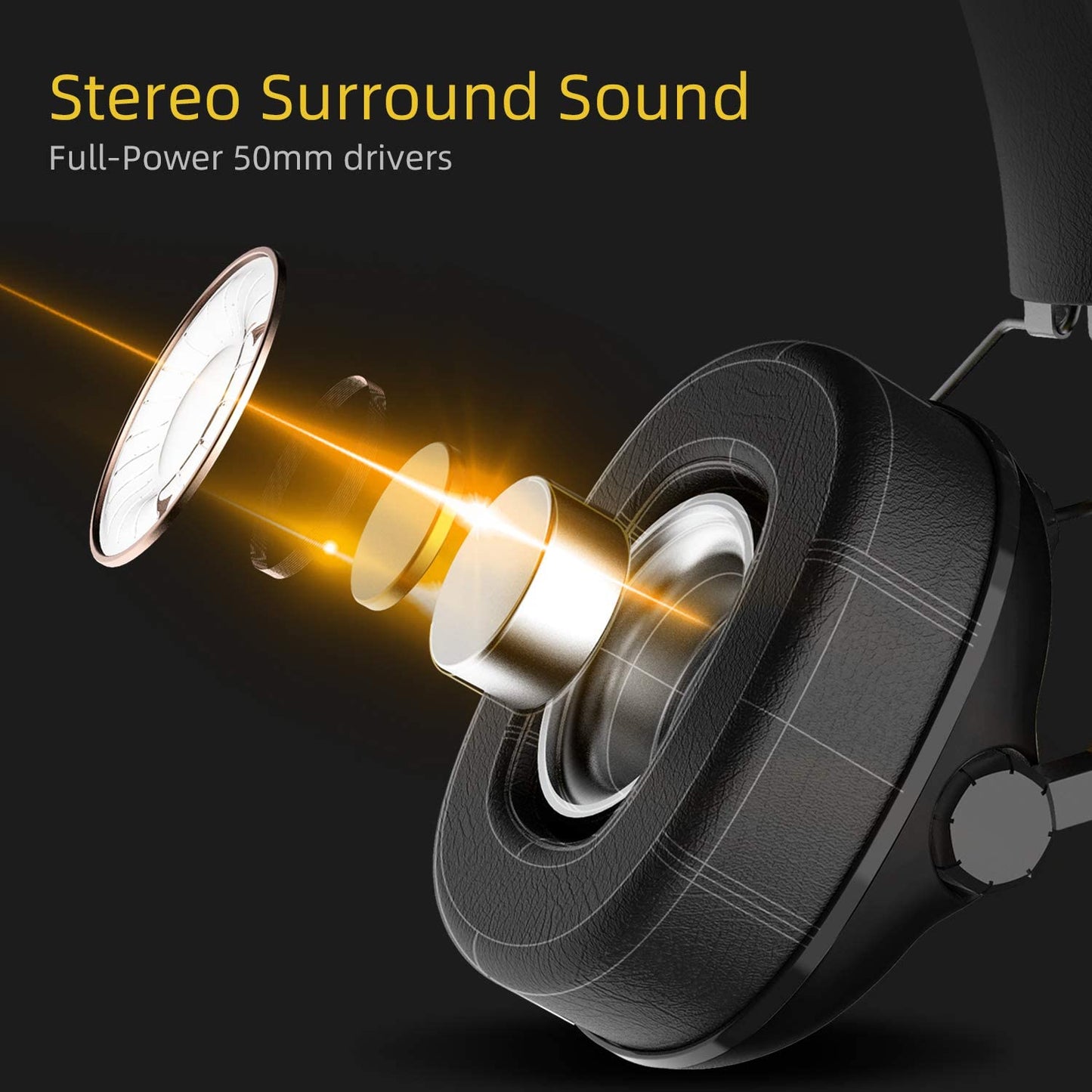 SG500 Surround Sound Pro Gaming Headset with Noise Cancelling Microphone - Detachable Memory Foam Ear Pads - Portable Foldable Headphones for PC, PS4, PS5, Xbox One, Switch