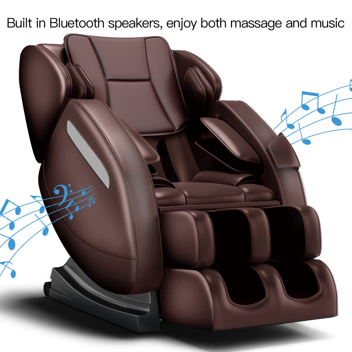 Massage Chair, Full Body Recliner with Zero Gravity Chair, Air Pressure, Bluetooth, Heat and Foot Roller Included, Brown