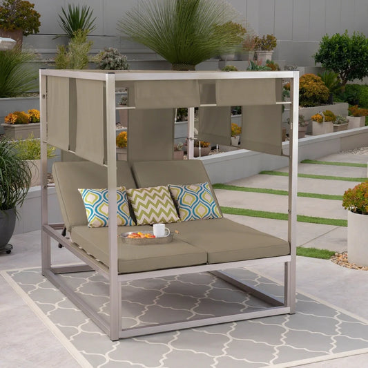 Heminger Outdoor Aluminum Daybed with Canopy by