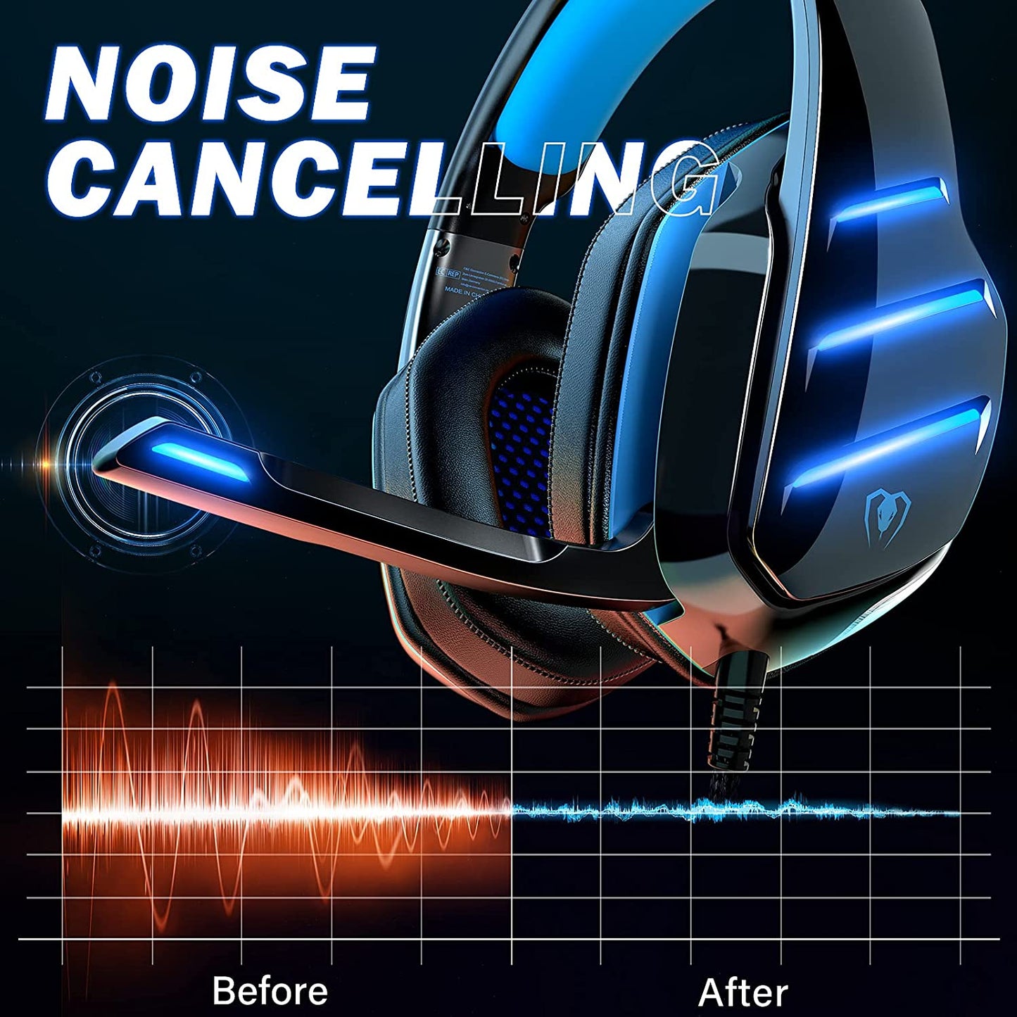 Gaming Headset for PS4 PS5 Xbox One PC Switch Laptop with 7.1 Surround Sound, Gaming Headphones with Noise Canceling Mic