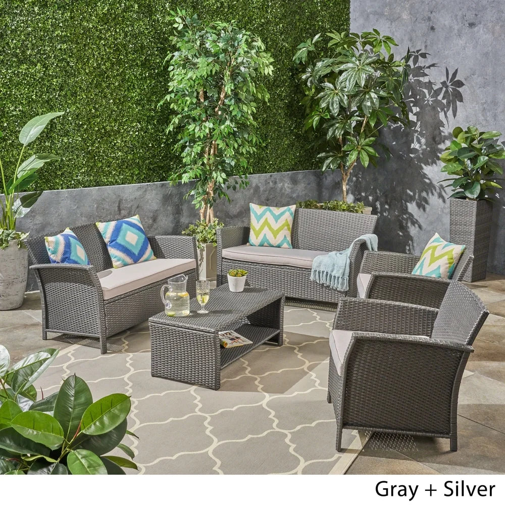 St. Lucia Outdoor 6 Seater Wicker Chat Set by