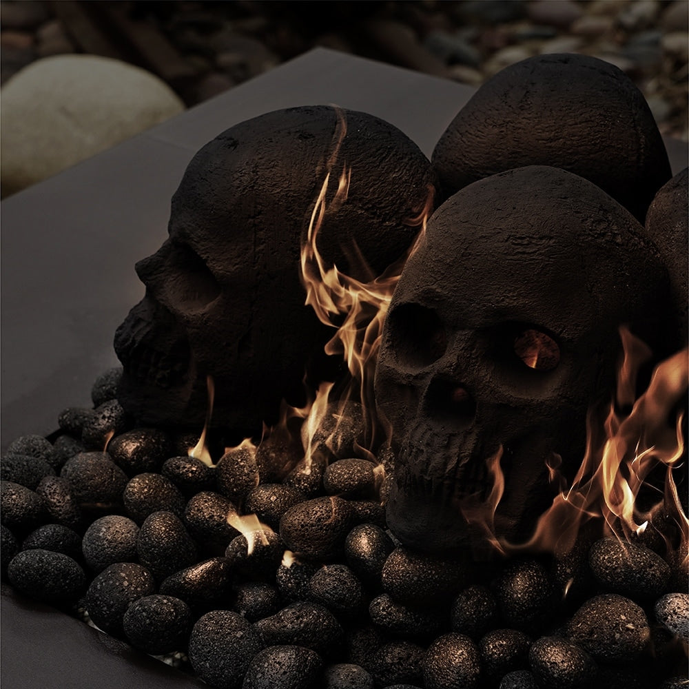 Ceramic Fire Pit Decor | Fire Pit Skulls and Bones | Halloween Pumpkin | for Fire Pits and Fireplaces | Spooky and Scary Decor