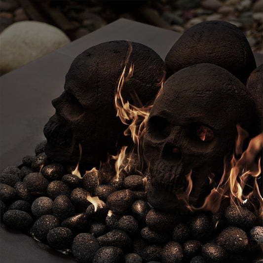 Ceramic Fire Pit Decor | Fire Pit Skulls and Bones | Halloween Pumpkin | for Fire Pits and Fireplaces | Spooky and Scary Decor