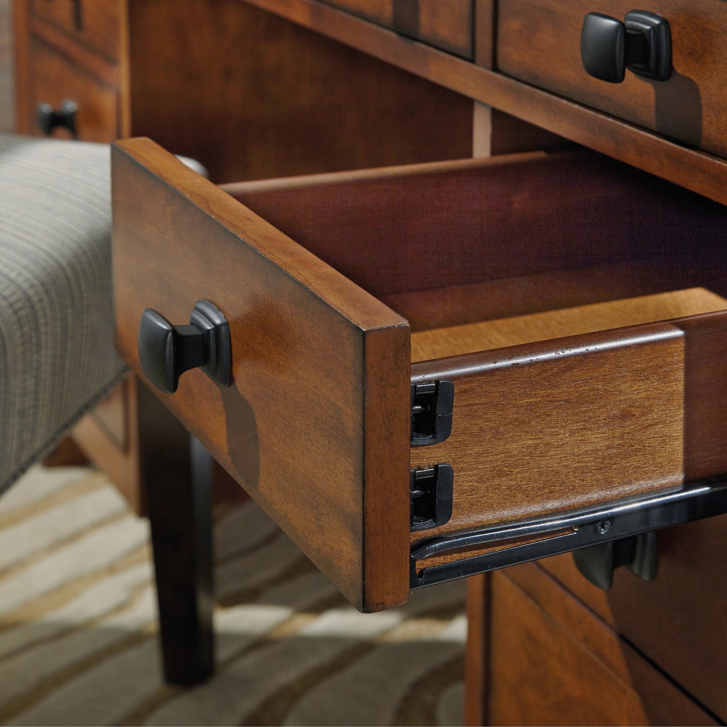 Aged Maple Executive Pedestal Desk