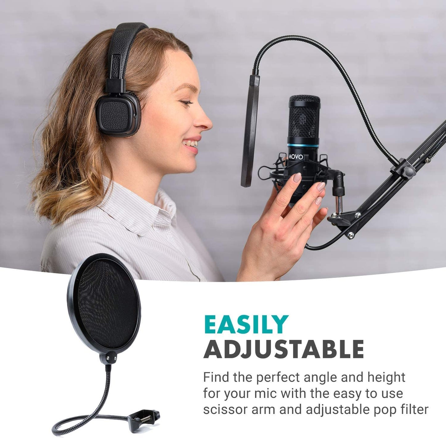 4-Pack Universal XLR Condenser Microphone Podcast Equipment Bundle for 4 - Includes Cardioid Mics, Desk Mount Stands, Shock Mounts, Pop Filters, and Audio Cables - Great for Zoom, Music, Youtube