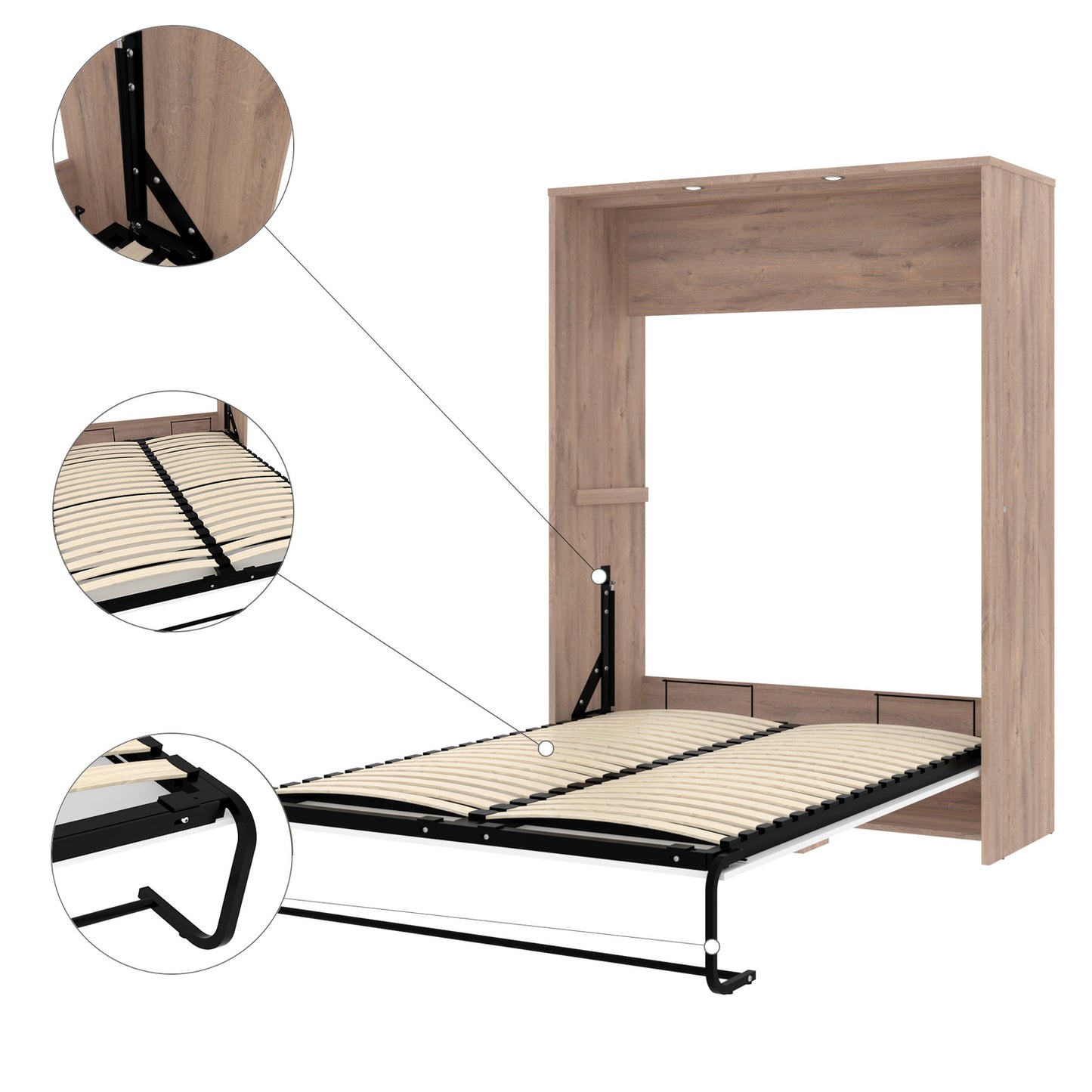Space Decor Murphy Wall Bed with Two Side Storage Towers