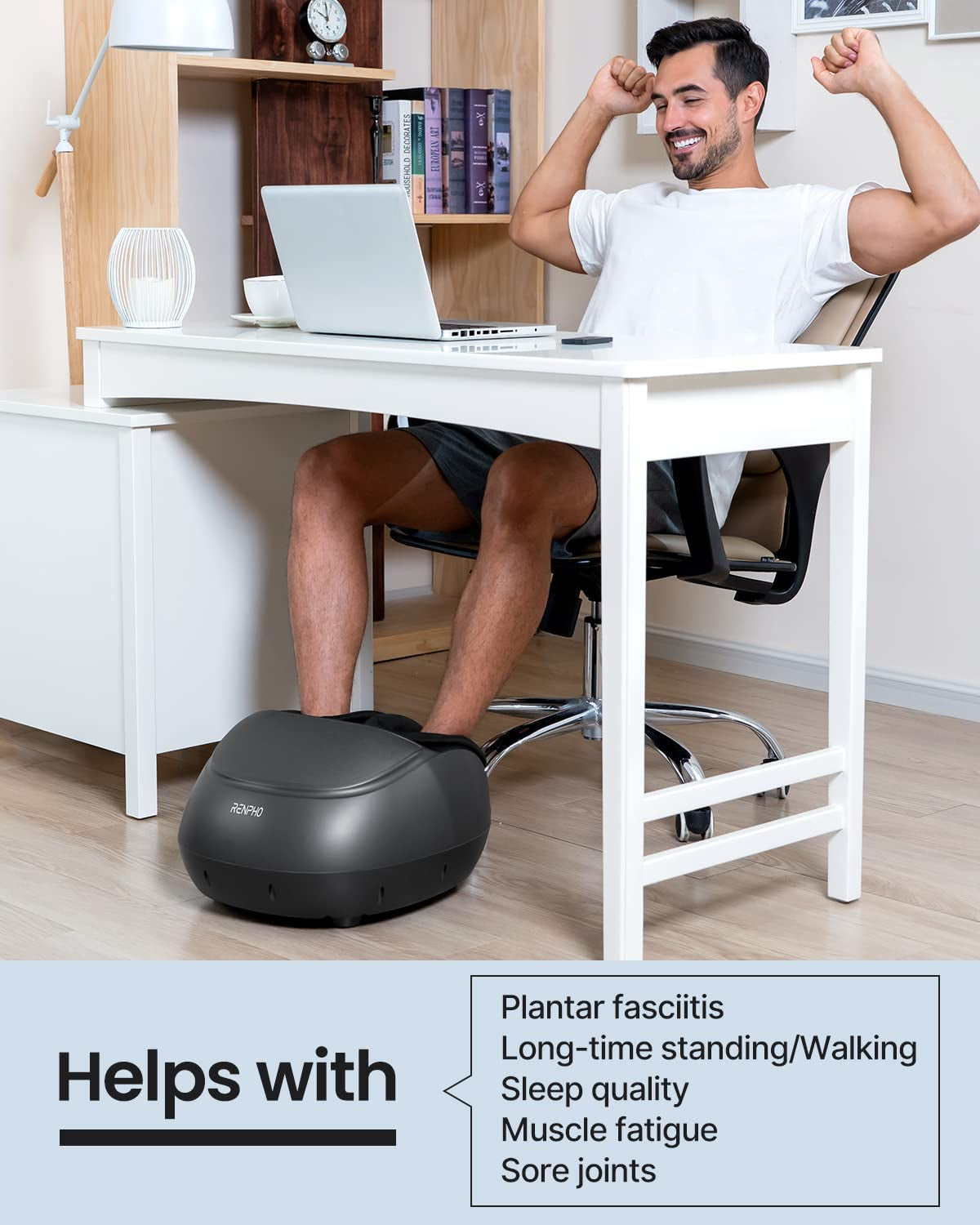 Foot Massager Machine with Heat and Remote, Gifts for Men and Women, Shiatsu Deep Kneading, Delivers Relief for Tired Muscles and Plantar Fasciitis, Fits Feet up to Men Size 12