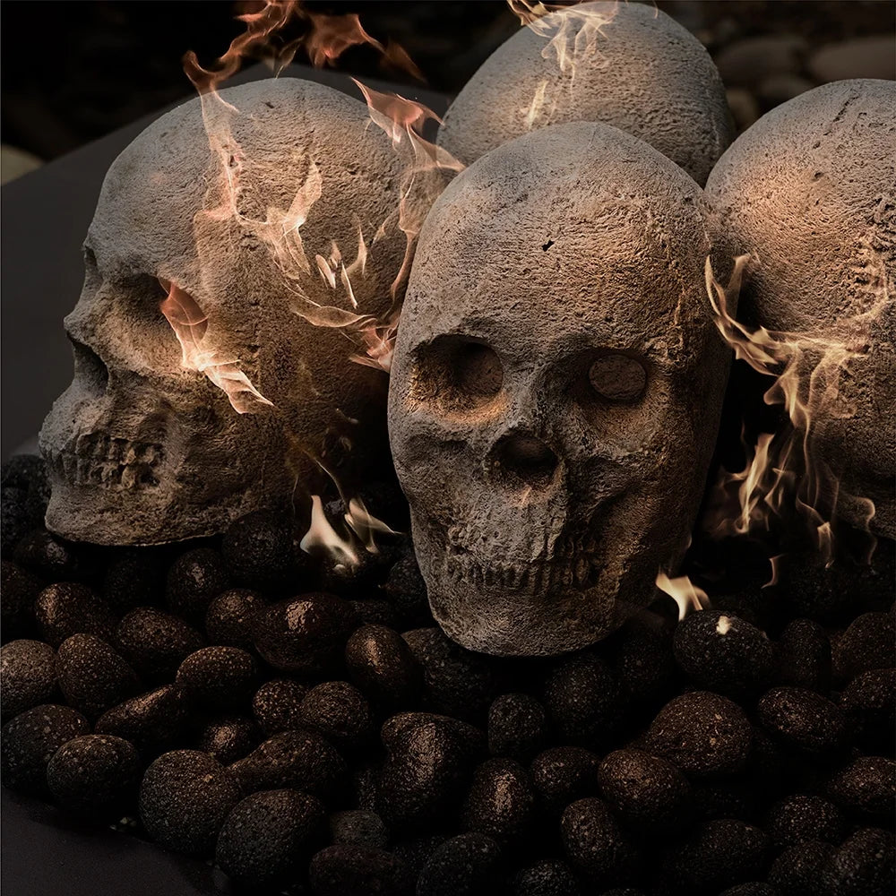 Ceramic Fire Pit Decor | Fire Pit Skulls and Bones | Halloween Pumpkin | for Fire Pits and Fireplaces | Spooky and Scary Decor
