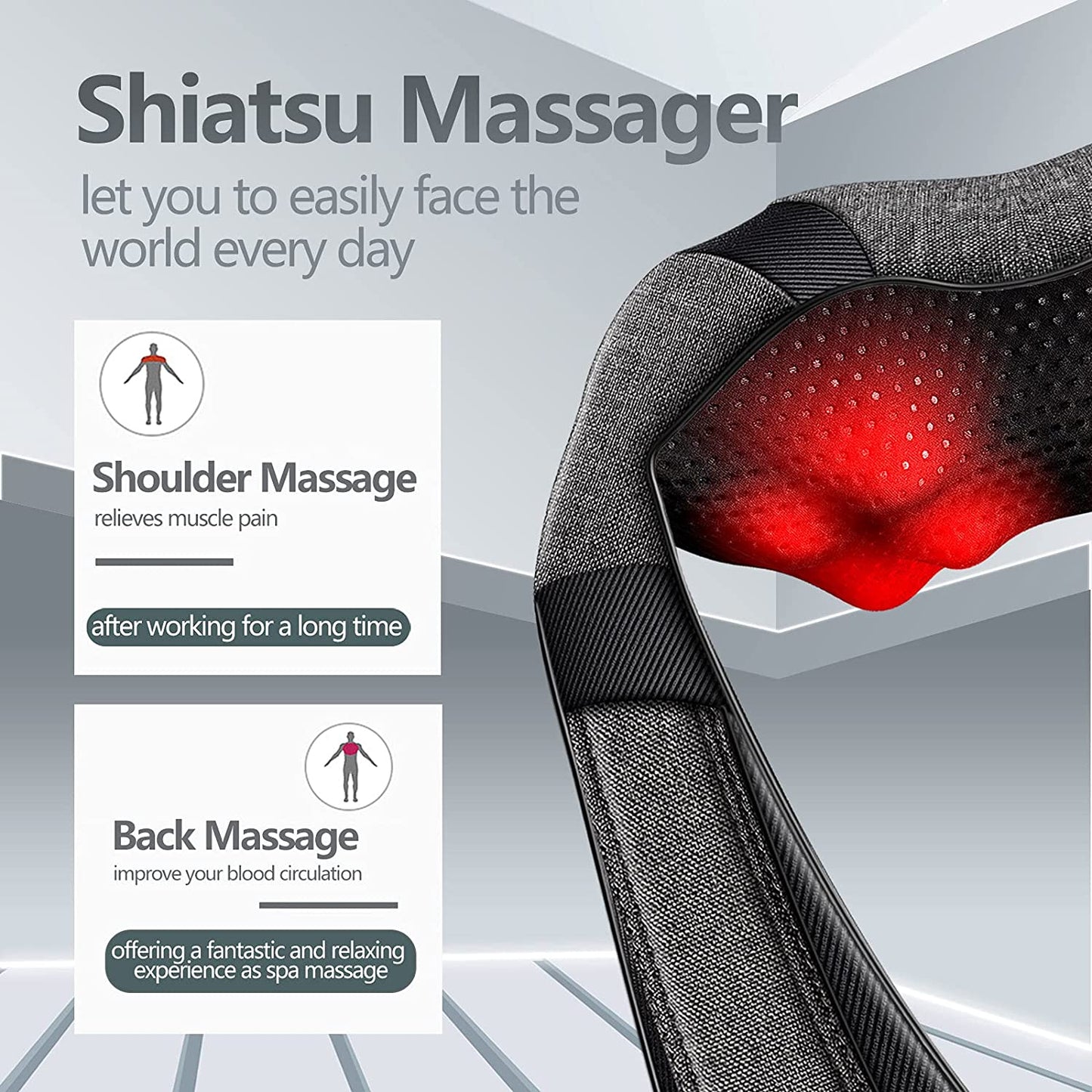 Back Massager Neck Massager with Heat, Neck and Back Massager, Shiatsu Shoulder Massager Gifts for Neck, Back, Muscle Pain Relief, Presents Idea for Thanksgiving, Christmas, Fathers Day, Mothers Day