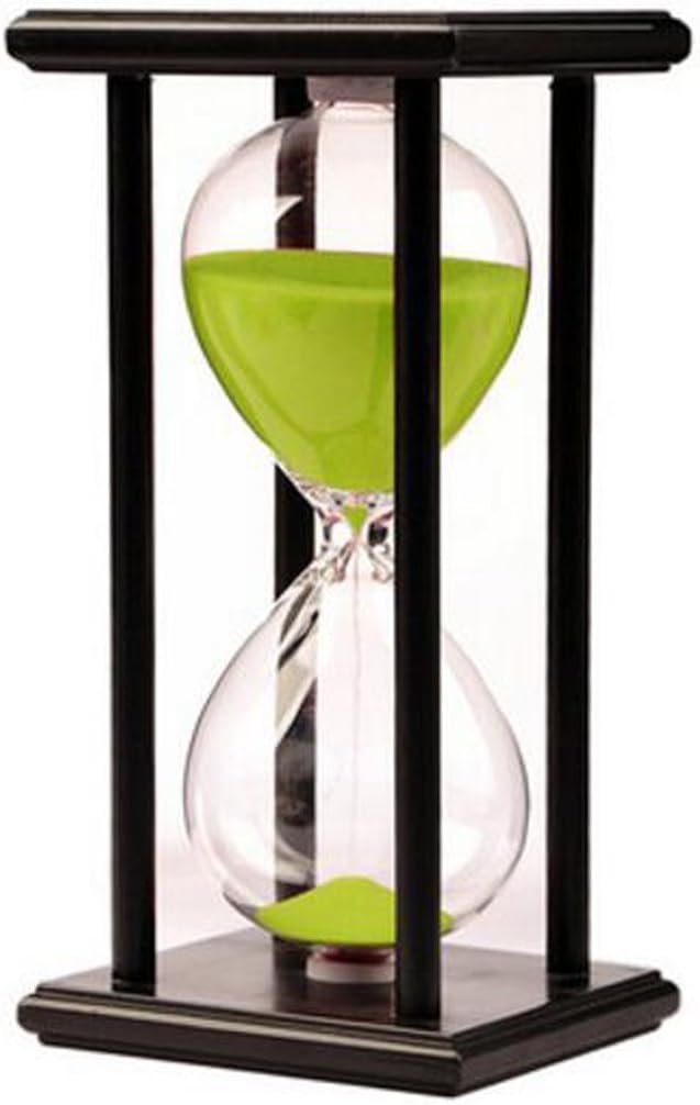 60 Minutes Hourglass Sandglass Timer Sand Timer Clock 60 Min with Wooden Frame Home Decoration Office Ornament Wooden Frame Kitchen Timer