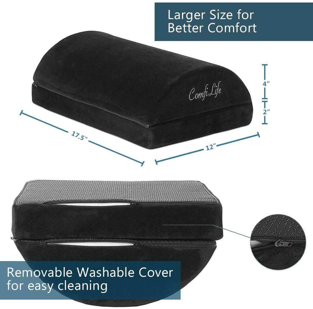 Foot Rest for under Desk at Work – Adjustable Memory Foam Foot Rest for Office Chair & Gaming Chair – Ergonomic Design for Back & Hip Pain Relief (Black)