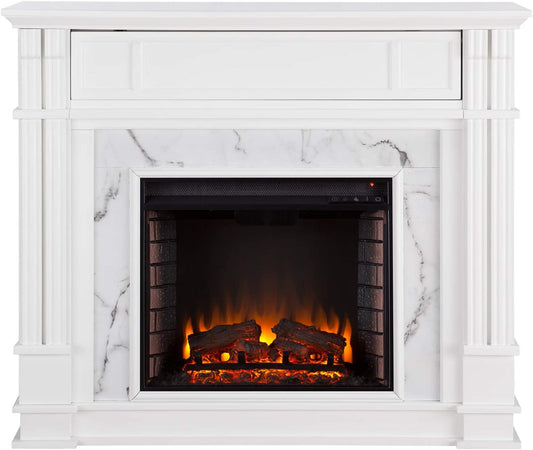 HG Homes Faux Marble Electric Media Fireplace