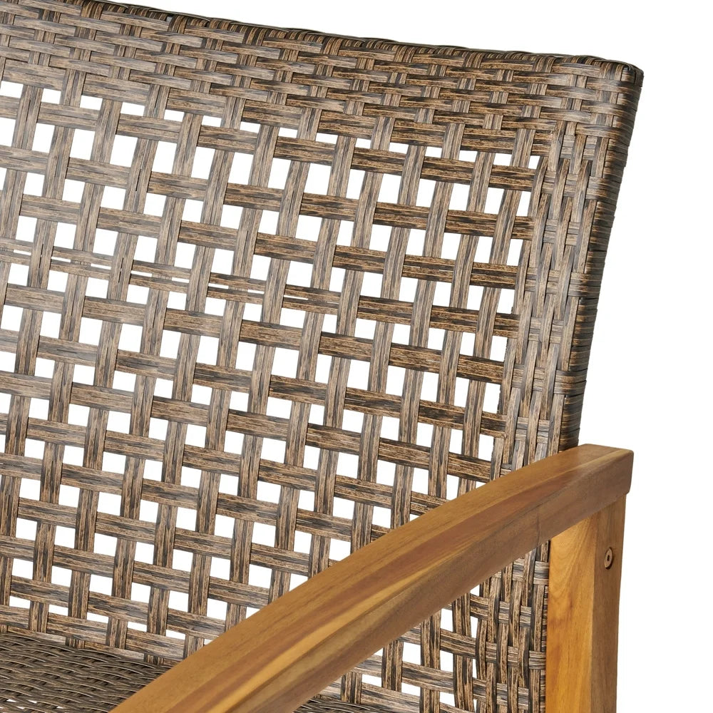 Augusta Outdoor 5 Piece Wood and Wicker Club Chairs and Fire Pit Set by