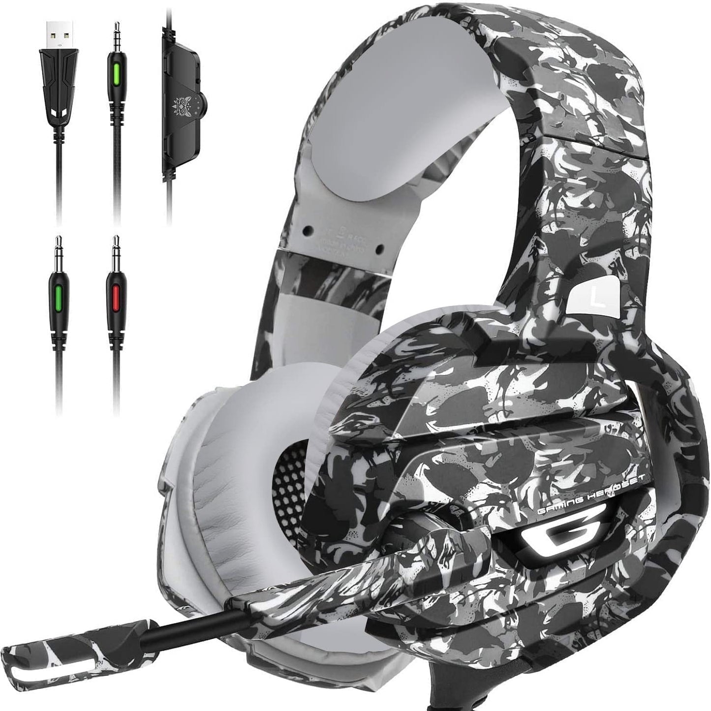 Gaming Headset with Microphone, Gaming Headphones Stereo 7.1 Surround Sound PS4 Headset 50Mm Drivers, 3.5Mm Audio Jack over Ear Headphones Wired for PC Switch Playstation Xbox PS5 Laptop