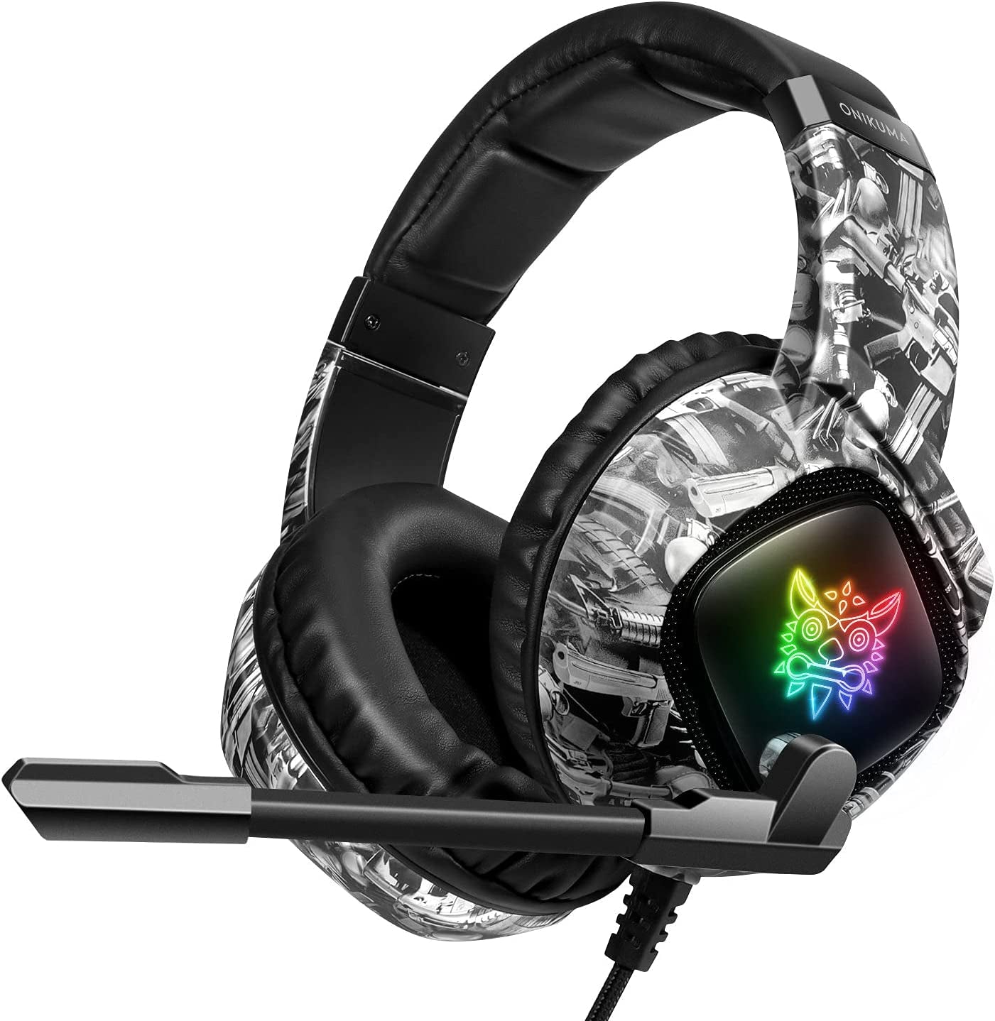 Gaming Headset with Microphone, Gaming Headphones Stereo 7.1 Surround Sound PS4 Headset 50Mm Drivers, 3.5Mm Audio Jack over Ear Headphones Wired for PC Switch Playstation Xbox PS5 Laptop